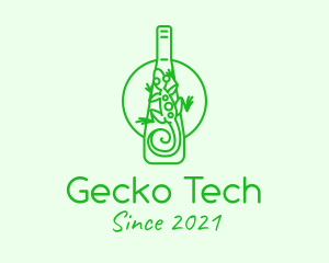 Gecko - Green Lizard Bottle logo design