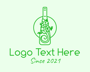 Gecko - Green Lizard Bottle logo design