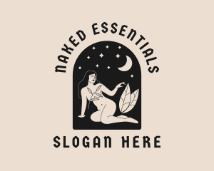 Moon Stars Naked Woman logo design