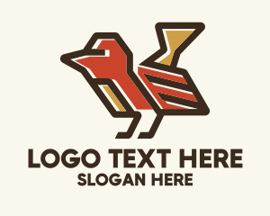 Perched - Geometric Red Bird logo design