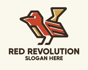 Geometric Red Bird  logo design