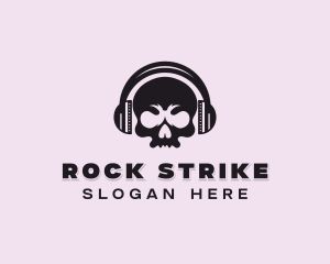 Skull Headphone Rockstar logo design