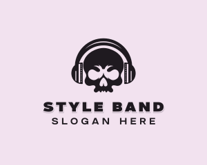 Skull Headphone Rockstar logo design