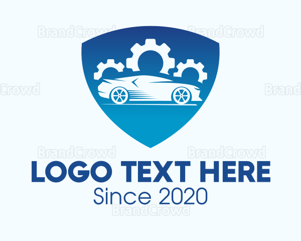 Blue Car Insurance Shield Logo