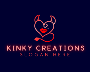 Kinky - Naughty Devil Heart logo design