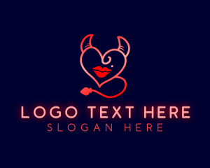 Lips - Naughty Devil Heart logo design
