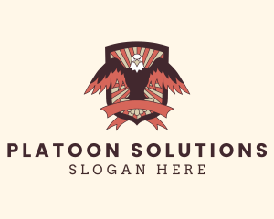 Platoon - Hipster Eagle Shield logo design