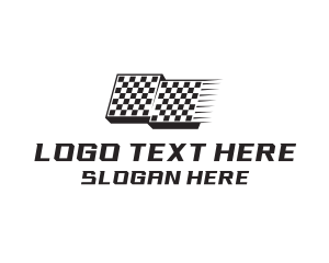 Sports Car - Race Flag Pit Stop logo design