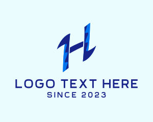 Pool - Letter H Water Wave logo design
