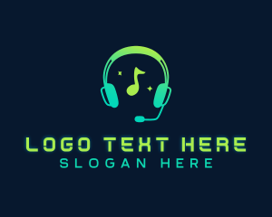 Music Note - Music DJ Headphones logo design