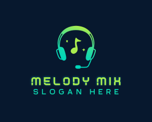 Playlist - Music DJ Headphones logo design