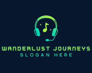 Playlist - Music DJ Headphones logo design