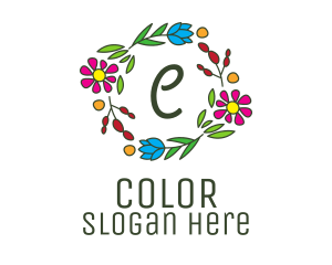 Colorful Flower Wreath Lettermark logo design