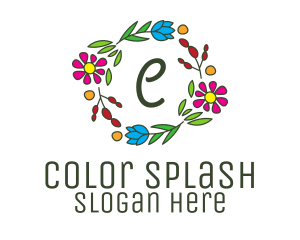 Colorful Flower Wreath Lettermark logo design