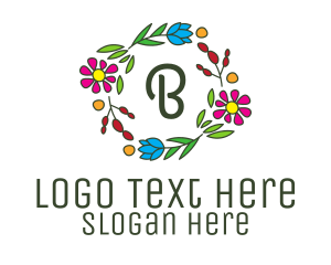 Flower Crown - Colorful Flower Wreath Lettermark logo design