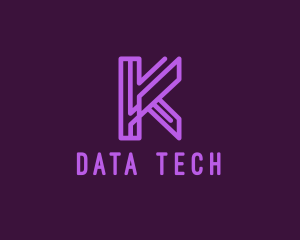 Data - Tech Data Letter K logo design