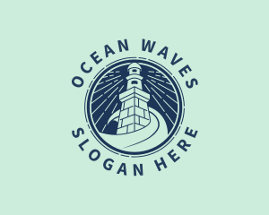 Navy - Nostalgic Lighthouse Waves logo design