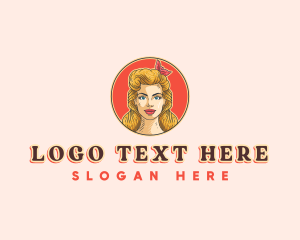 Lady - Pinup Woman Beauty logo design