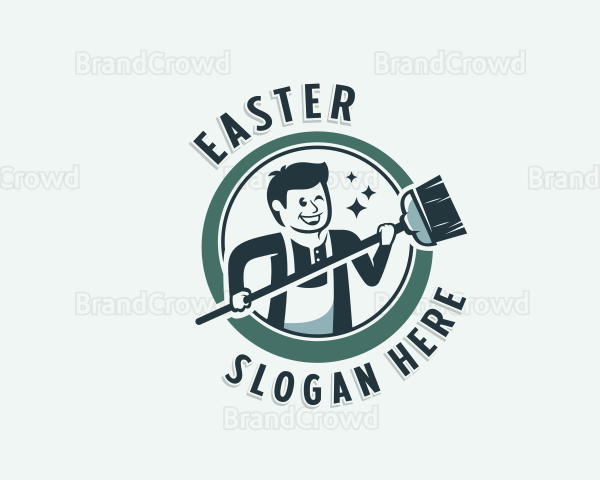 Broom Cleaning Janitor Logo
