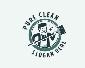 Broom Cleaning Janitor logo design