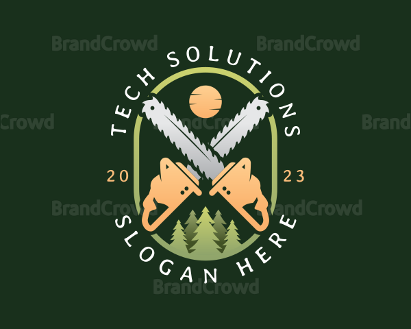 Tree Logging Chainsaw Logo