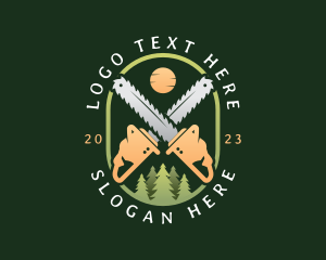 Tree - Tree Logging Chainsaw logo design