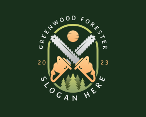 Forest Logging Chainsaw logo design