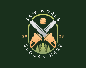 Forest Logging Chainsaw logo design