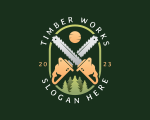 Forest Logging Chainsaw logo design