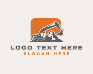 Excavation - Mountain Quarry Excavator logo design