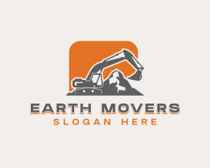 Excavation - Mountain Quarry Excavator logo design