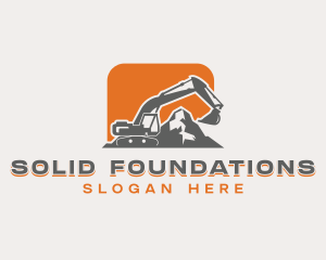 Heavy Equipment - Mountain Quarry Excavator logo design