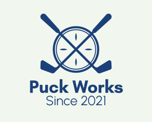 Puck - Hockey Stick Compass logo design