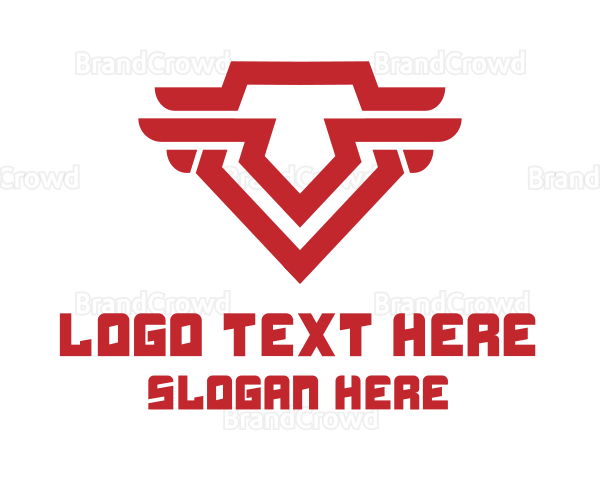 Red Tribal Pentagon Symbol Logo