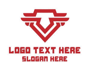 Caveman - Red Tribal Pentagon Symbol logo design