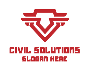Red Tribal Pentagon Symbol logo design