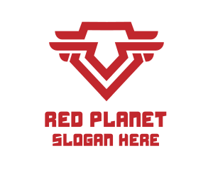 Red Tribal Pentagon Symbol logo design