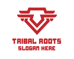 Red Tribal Pentagon Symbol logo design