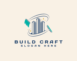 Housekeeping Cleaning Building logo design