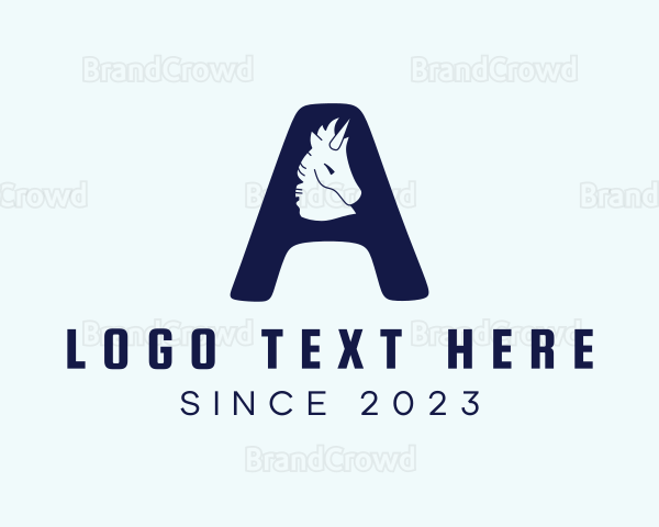 Blue Unicorn Letter A Logo