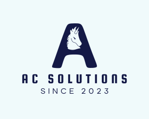 Blue Unicorn Letter A logo design