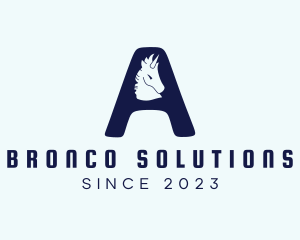 Bronco - Blue Unicorn Letter A logo design