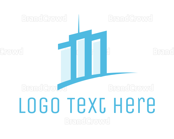 Minimalist Blue Buildings Logo