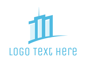 Broker - Minimalist Blue Buildings logo design