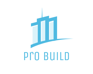 Minimalist Blue Buildings logo design