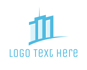 Minimalist Blue Buildings Logo