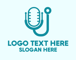 Talk - Teal Stethoscope Mic logo design