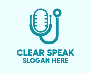 Speak - Teal Stethoscope Mic logo design