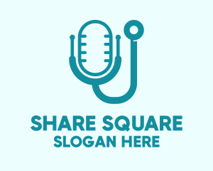 Share - Teal Stethoscope Mic logo design