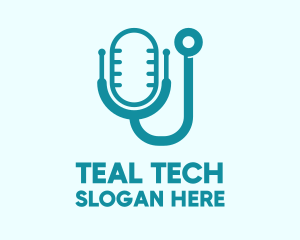 Teal Stethoscope Mic logo design